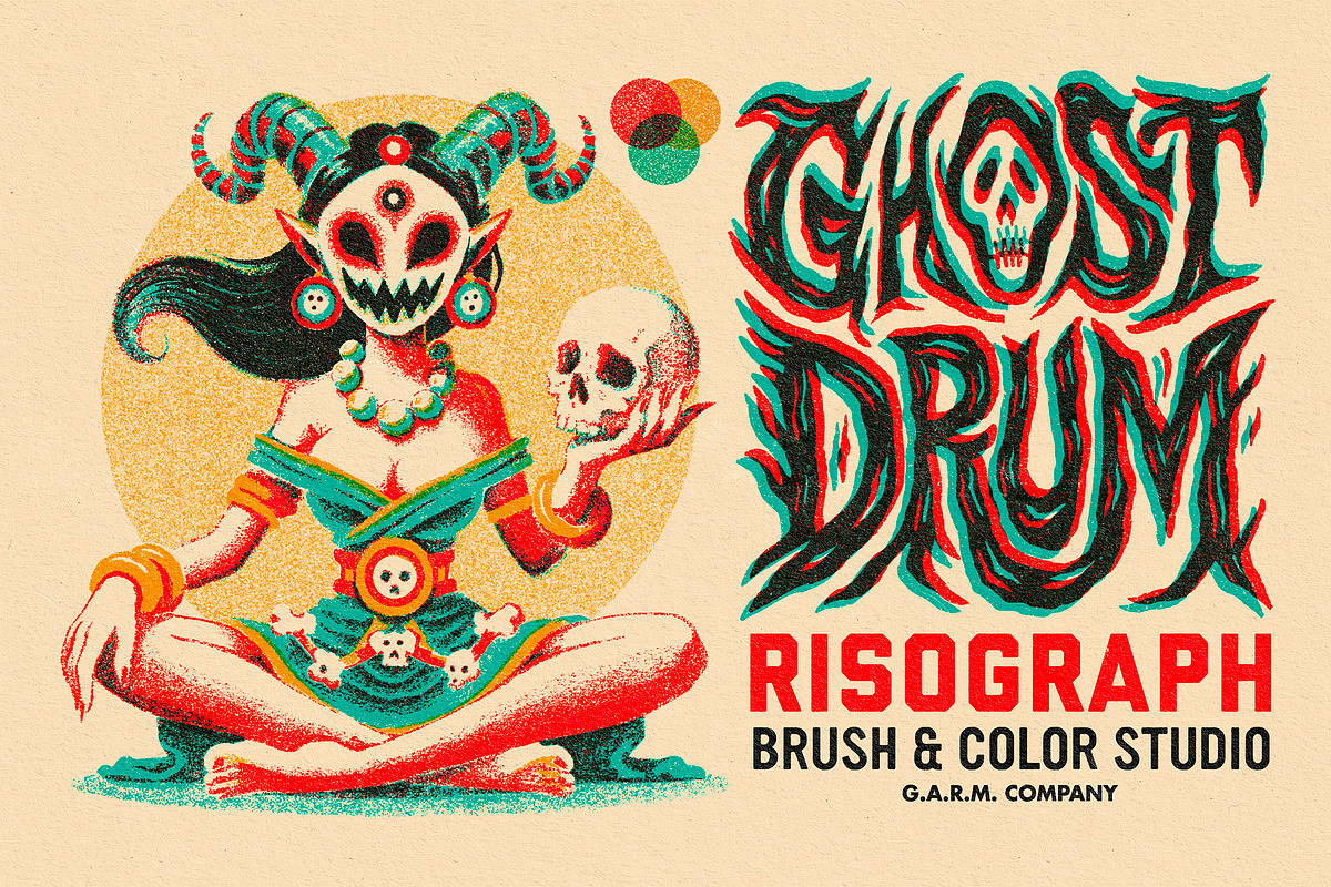 Ghost Drum • Risograph (Procreate), a Brush Add-On by G.A.R.M. Company (Photo 11 of 11)
