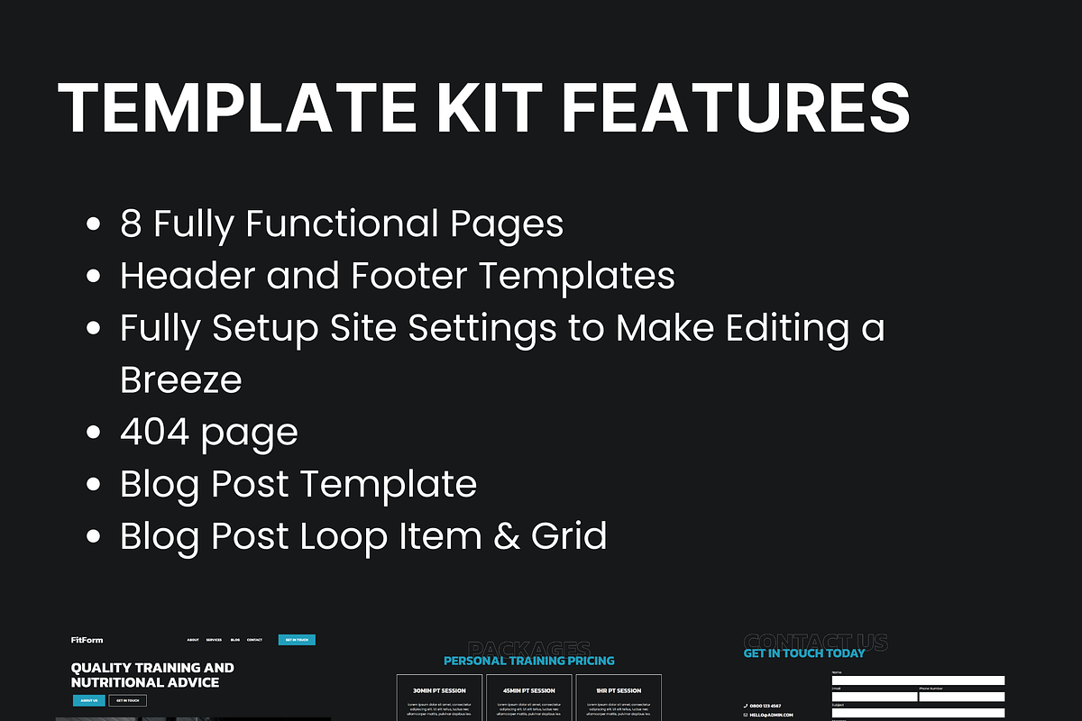 FITFORM - ELEMENTOR PRO TEMPLATE KIT, a WordPress Template by jwscreate. (Photo 2 of 2)