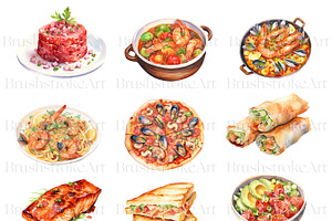 Watercolor Seafood Clipart, Fish PNG