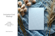 Blue 5x7 Invitation card mockup PSD, an Advertising Mockup by Blush Roses Print (Thumbnail 1 of 8)
