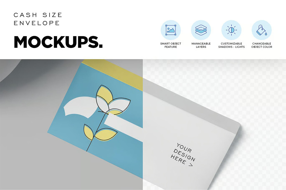 Cash Size Envelope Mockups, a Packaging Mockup by megostudi0 (Photo 4 of 7)