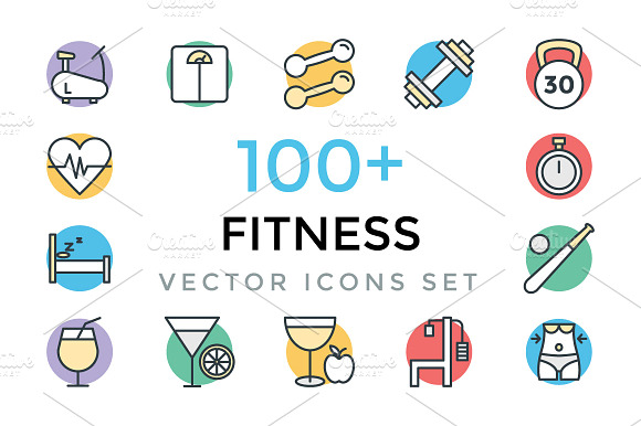 100 Fitness Vector Icons