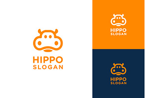 Cute Hippo Head Outline Logo, a Branding & Logo Template by ika trisiana