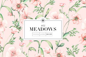 Meadows02, Hand Painted Floral Print