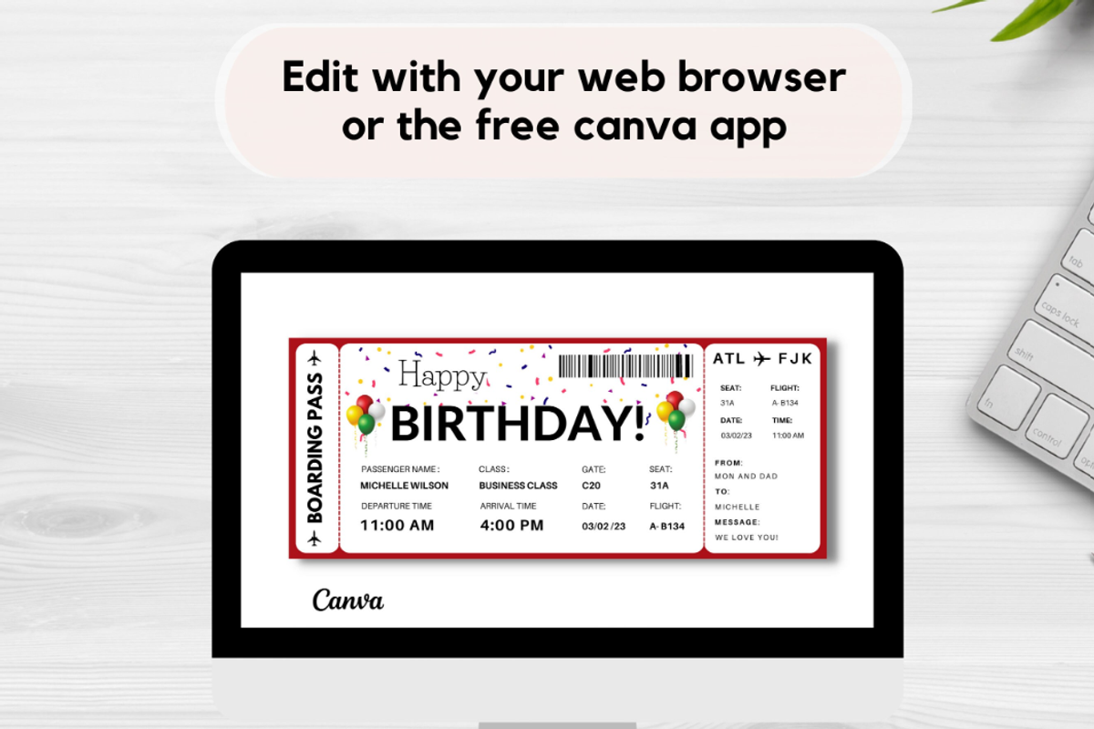 Happy Birthday Gift Boarding Pass, a Card Template by YasdeyDesigns (Photo 5 of 8)
