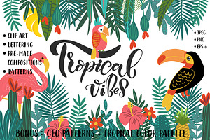 Tropical Clip Art & Patterns Set