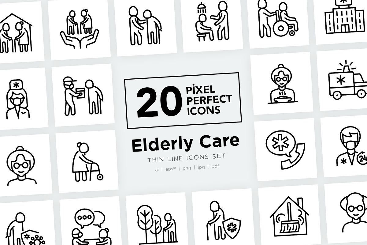 Elderly Care | 20 Pixel Perfect Icon, an Outline Icon by Alex Blogoodf (Photo 1 of 10)