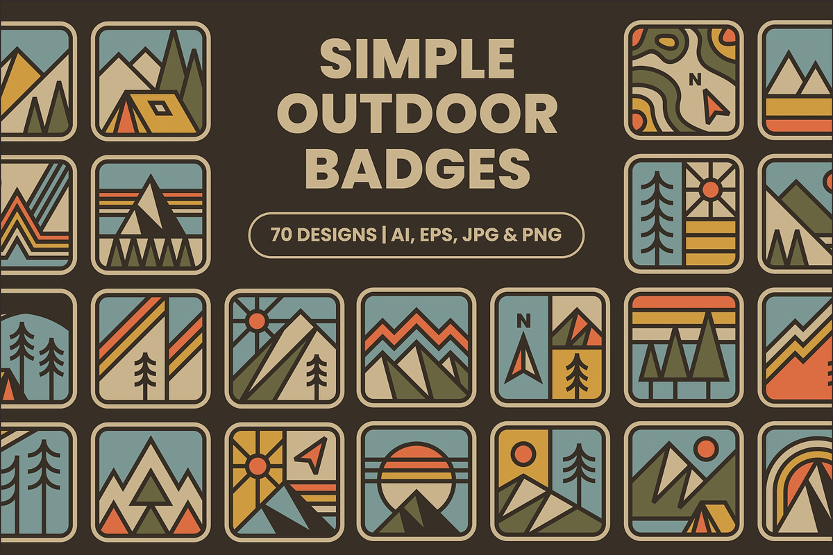 Simple Outdoor Badges, an Illustration by Firowerk (Photo 1 of 7)