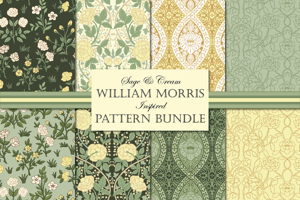 William Morris Style Patterns - Sage, a Pattern Graphic by RachelStudio (Photo 1 of 10)
