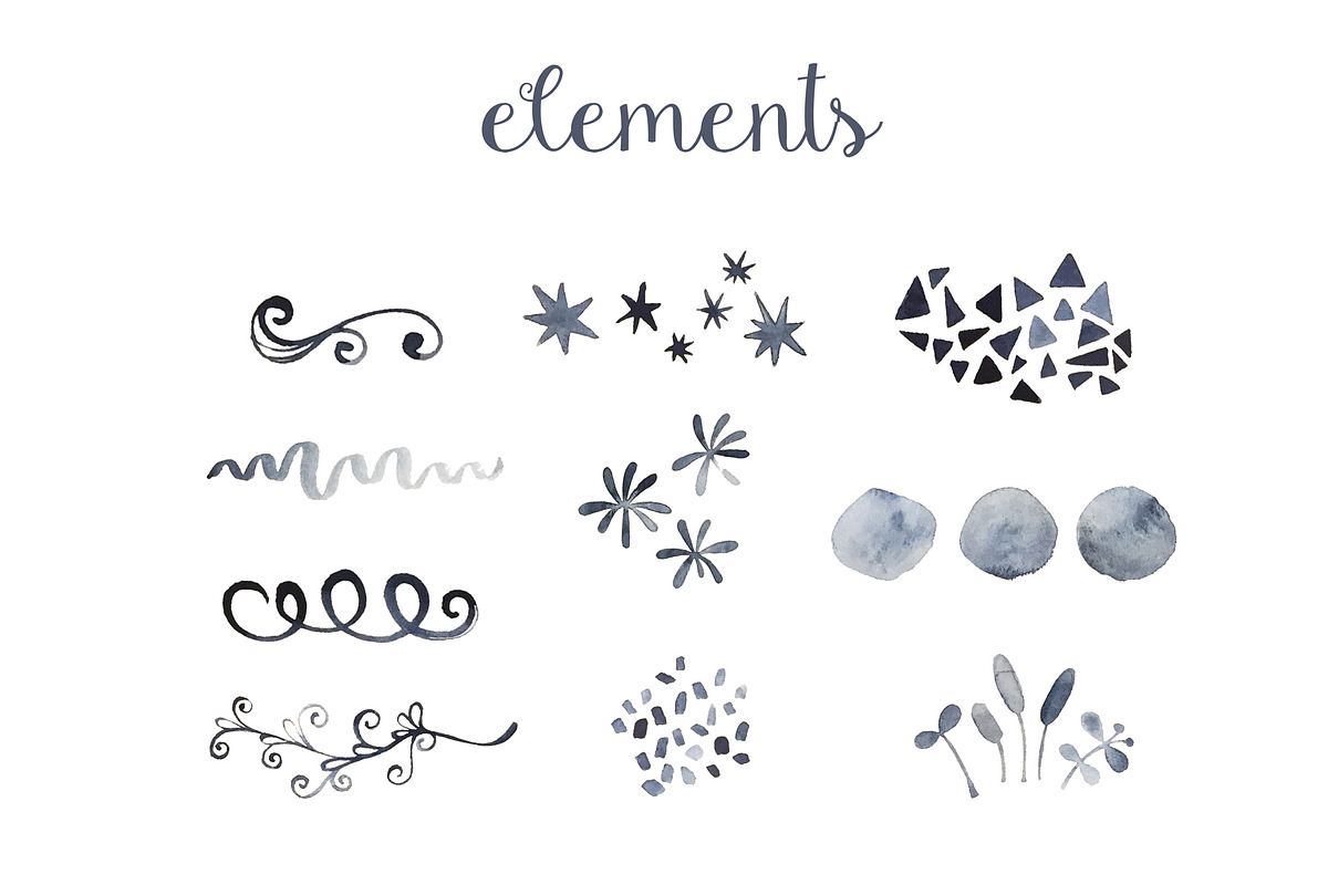 Watercolor Elements Bundle, a Texture Illustration by studio m (Photo 4 of 9)