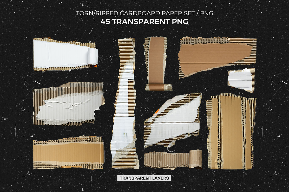 45 Torn Paper Cardboard Scraps PNG, a Texture Graphic by iHemalaya (Photo 3 of 4)