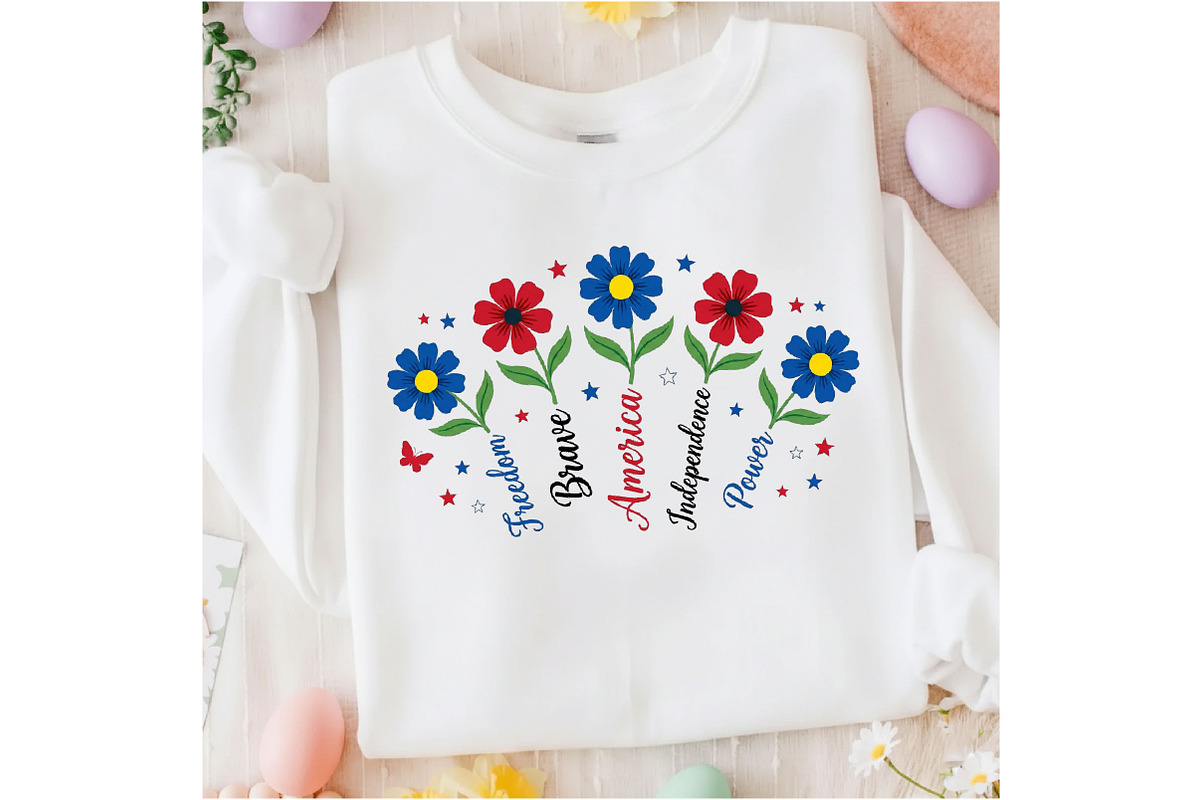 Boho Floral USA T-shirt America, a Seasonal Illustration by Designking (Photo 2 of 4)