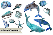 Watercolor whales & other creatures, a Pattern Graphic by 4erta (Thumbnail 5 of 6)