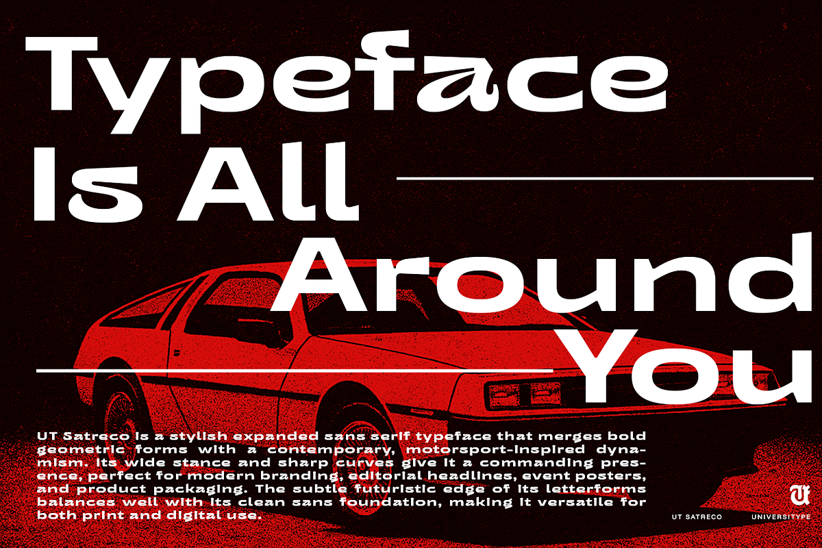 UT Satreco - A Stylish Expanded Sans, a Sans Serif Font by Universitype (Photo 9 of 12)