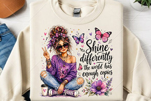 Shine Differently Purple Boho Girl, a Seasonal Illustration by Canvas Craft