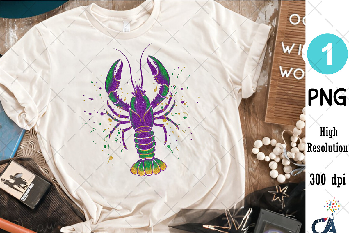 Glitter Mardi Gras Crawfish Png, an Illustration by Creative Art (Photo 5 of 6)
