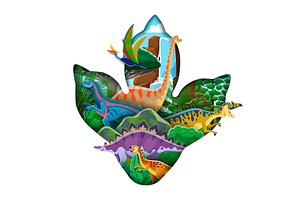 Paper cut dinosaur footprint, an Animal Illustration by Vector Tradition