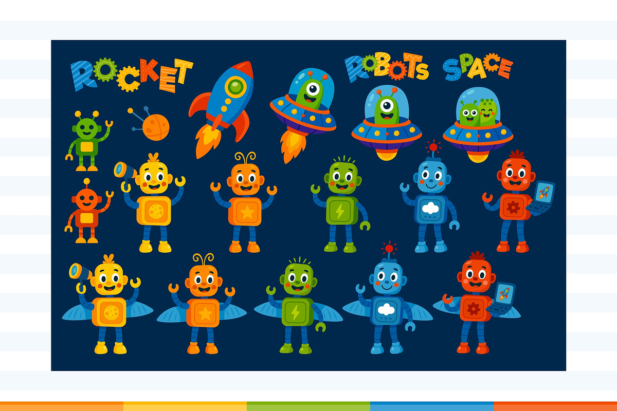 Robots and space. Vector pattern, a Pattern Graphic by LartGraphics (Photo 10 of 12)