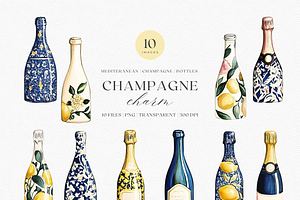 Champagne Charm -Watercolor clipart, a Decorative Illustration by ThaismotaCreativeCo