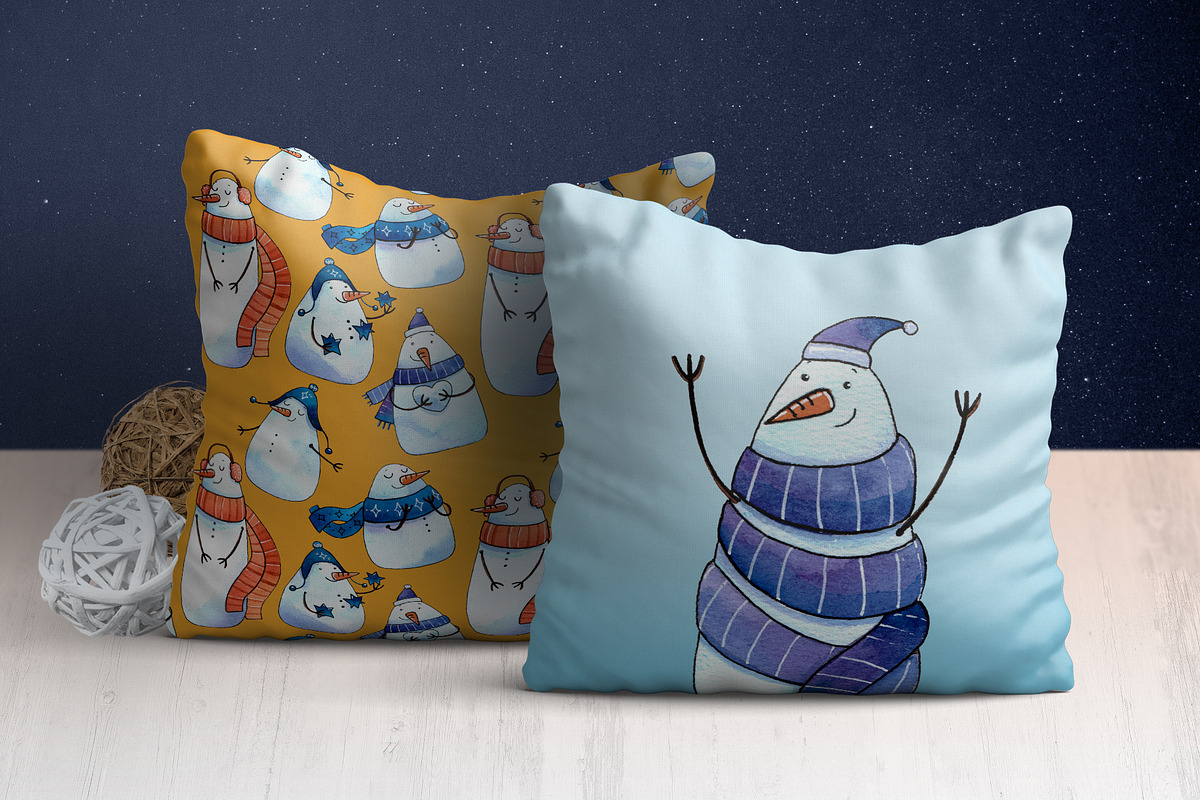 Funny Snowmans set, a Decorative Illustration by Ekaterina Goncharova (Photo 6 of 7)