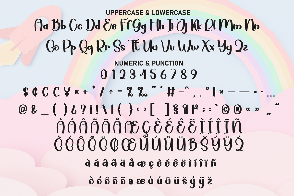 Baby Rainbow | Script Font, a Handwritten Font by Scratchones (Photo 7 of 8)
