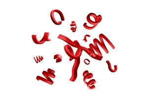 3D Red confetti ribbons falling, an Object Illustration by Abscent
