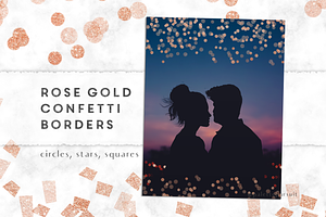 Rose gold confetti borders