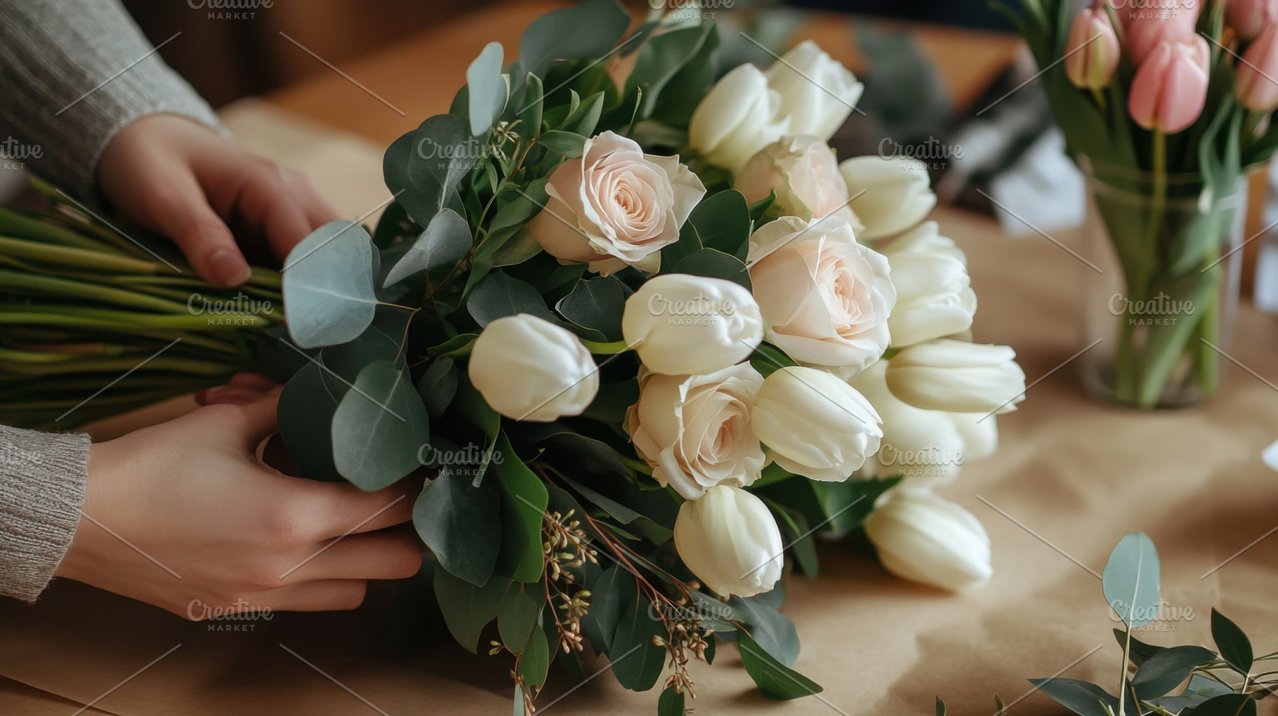 Creating a beautiful flower bouquet, a Photo by Beautiful things