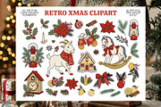 Retro Christmas Clipart Vector Set, an Animal Illustration by ilonitta (Thumbnail 1 of 12)