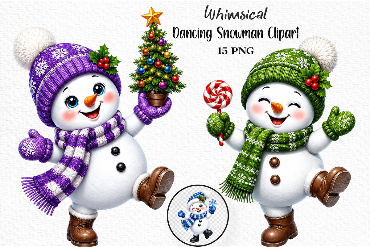 Whimsical Dancing Snowman PNG, a Seasonal Illustration by Craft Nest (Photo 1 of 3)