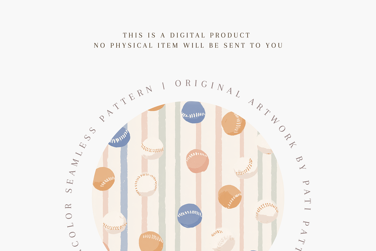 Kids Vintage Baseball Seamless Patte, a Pattern Graphic by Pati Charm Studio (Photo 4 of 7)
