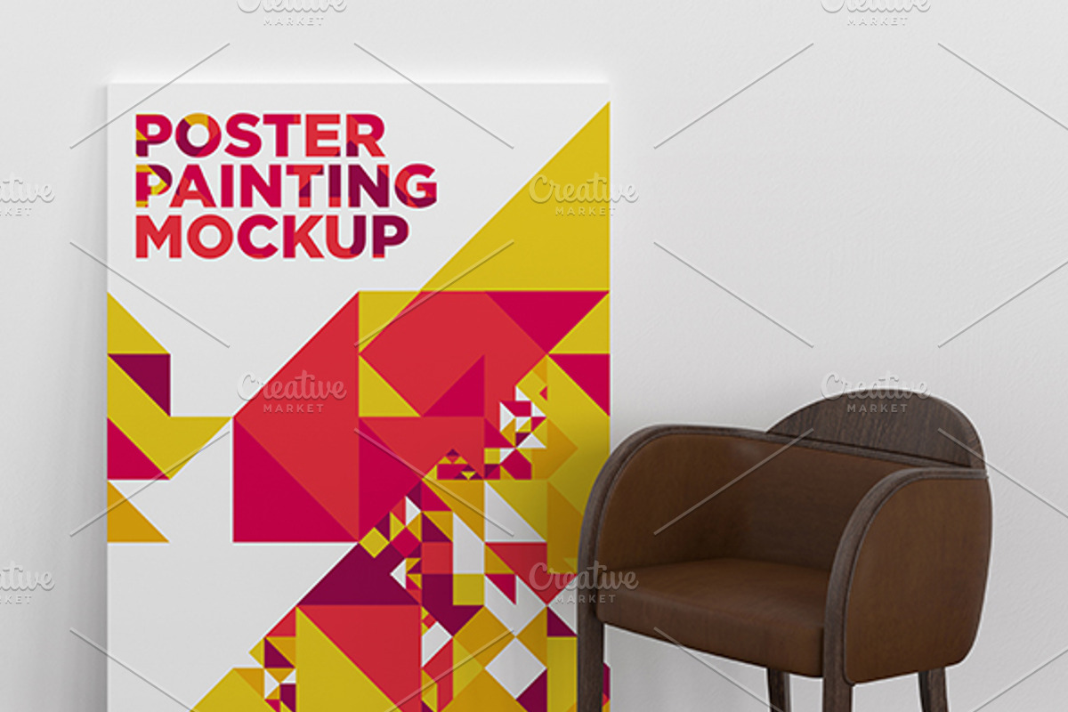 Poster Painting MockUp Pack 001, a Print Template by Traint (Photo 5 of 21)