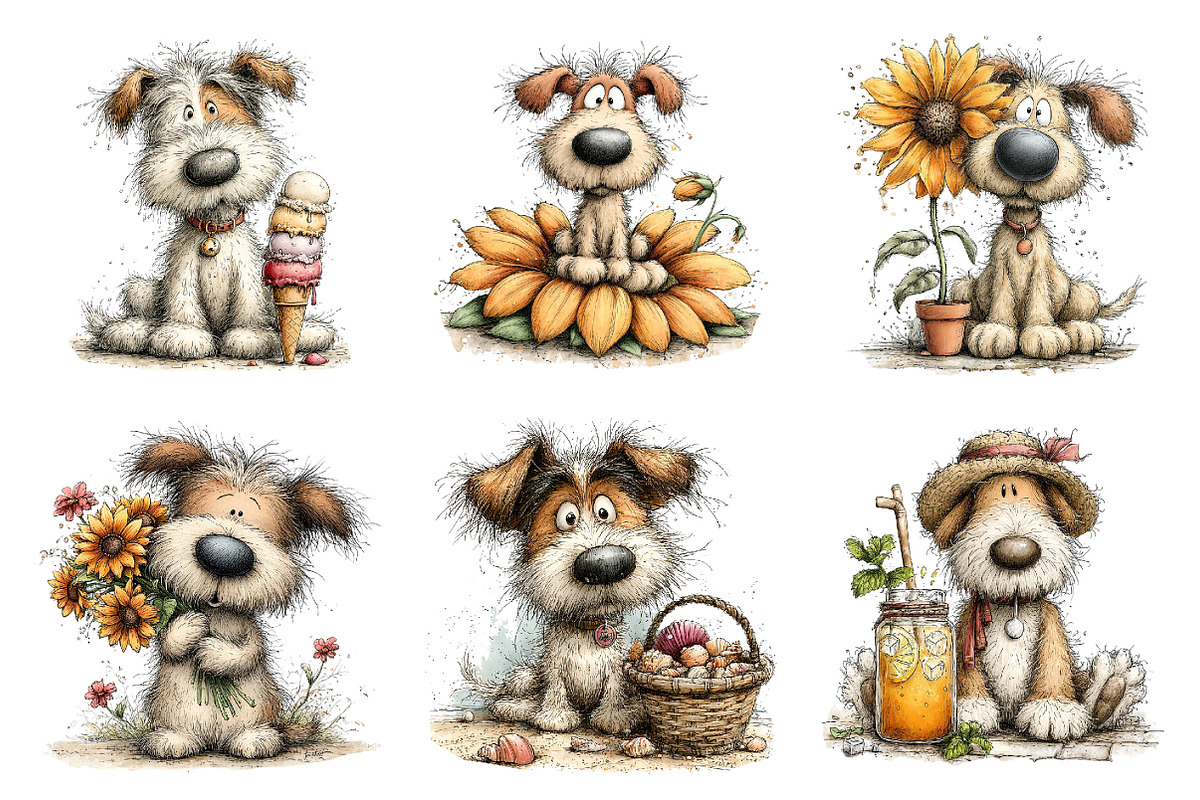 Whimsical Summer Dogs Clipart, an Illustration by Dream Creation (Photo 5 of 6)