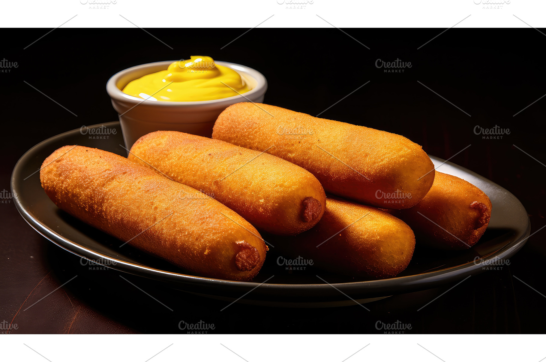 snack corn dogs ai generated, a Food & Drink Photo by pikepicture
