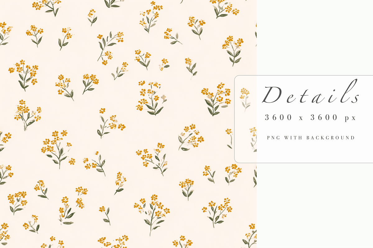 Muted Mustard Floral Seamless Patter, a Pattern Graphic by Pati Charm Studio (Photo 5 of 7)