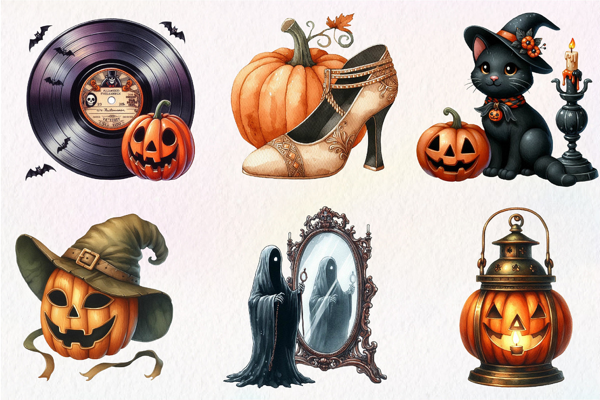 1920 Vintage Halloween Clipart, an Illustration by Dream Creation (Photo 5 of 7)