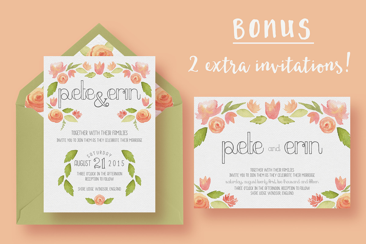 Garden Watercolour Wedding Suite, an Invitation Template by Knotted Design (Photo 3 of 4)