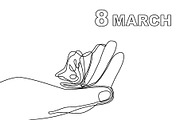 8 March Cards Set. Continuous Line., a Person Illustration by Svetlana Kononova (Thumbnail 5 of 7)