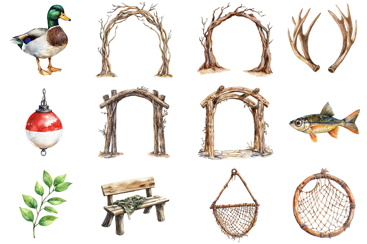 Hunting and Fishing Clipart, an Illustration by CitraGraphics (Photo 2 of 5)
