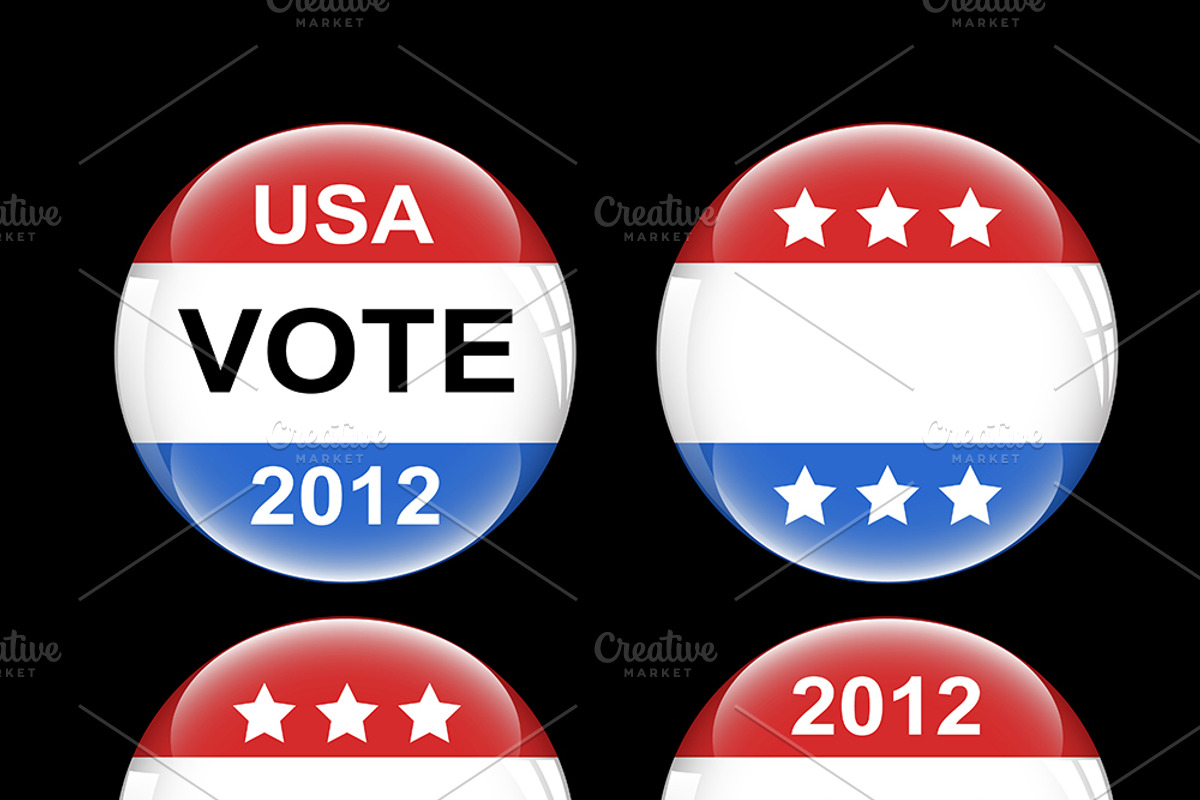 Voting Badge USA Buttons Vectors