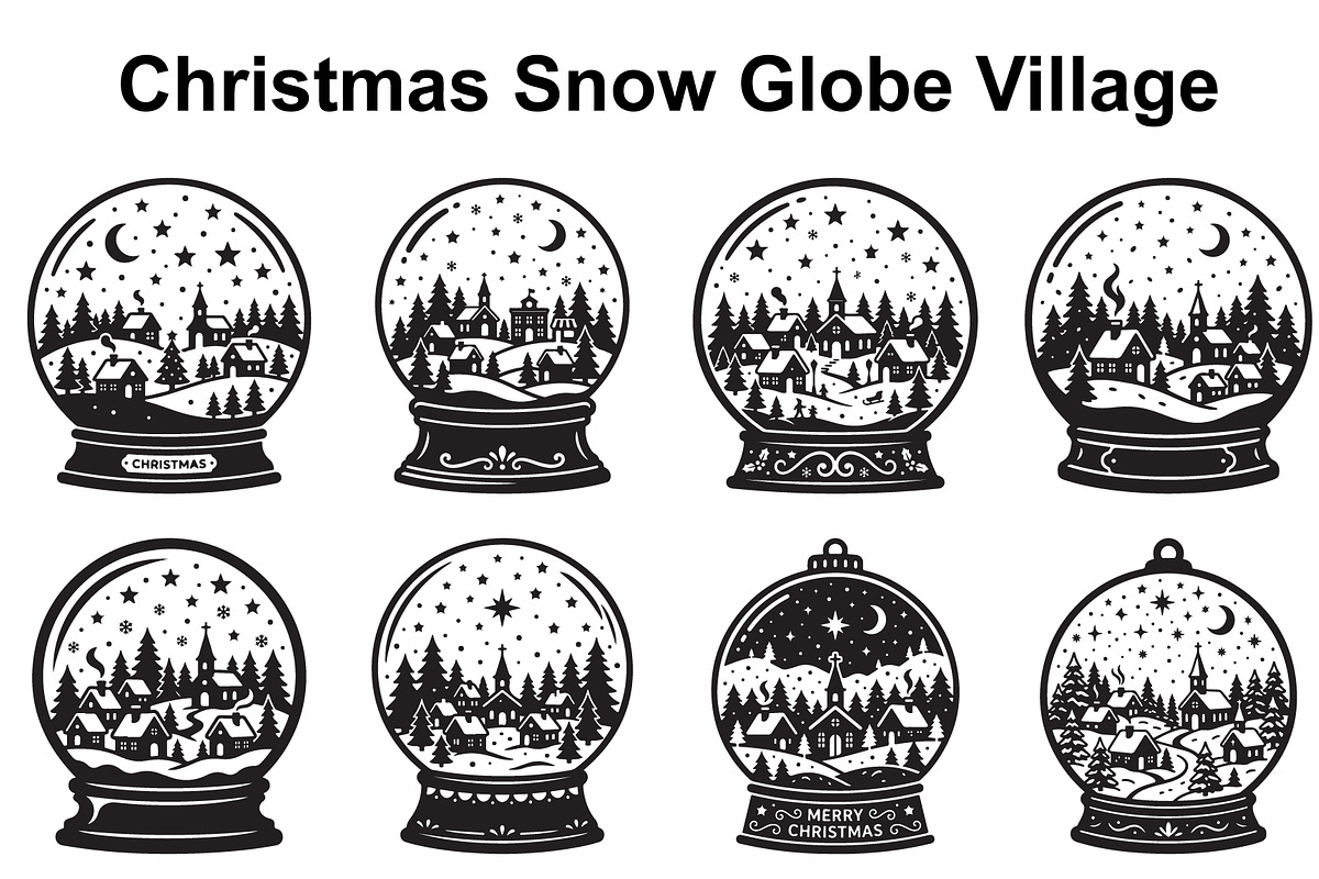Festive Snow Globe Town Scenes, an Object Graphic by Creativeshirt (Photo 1 of 3)