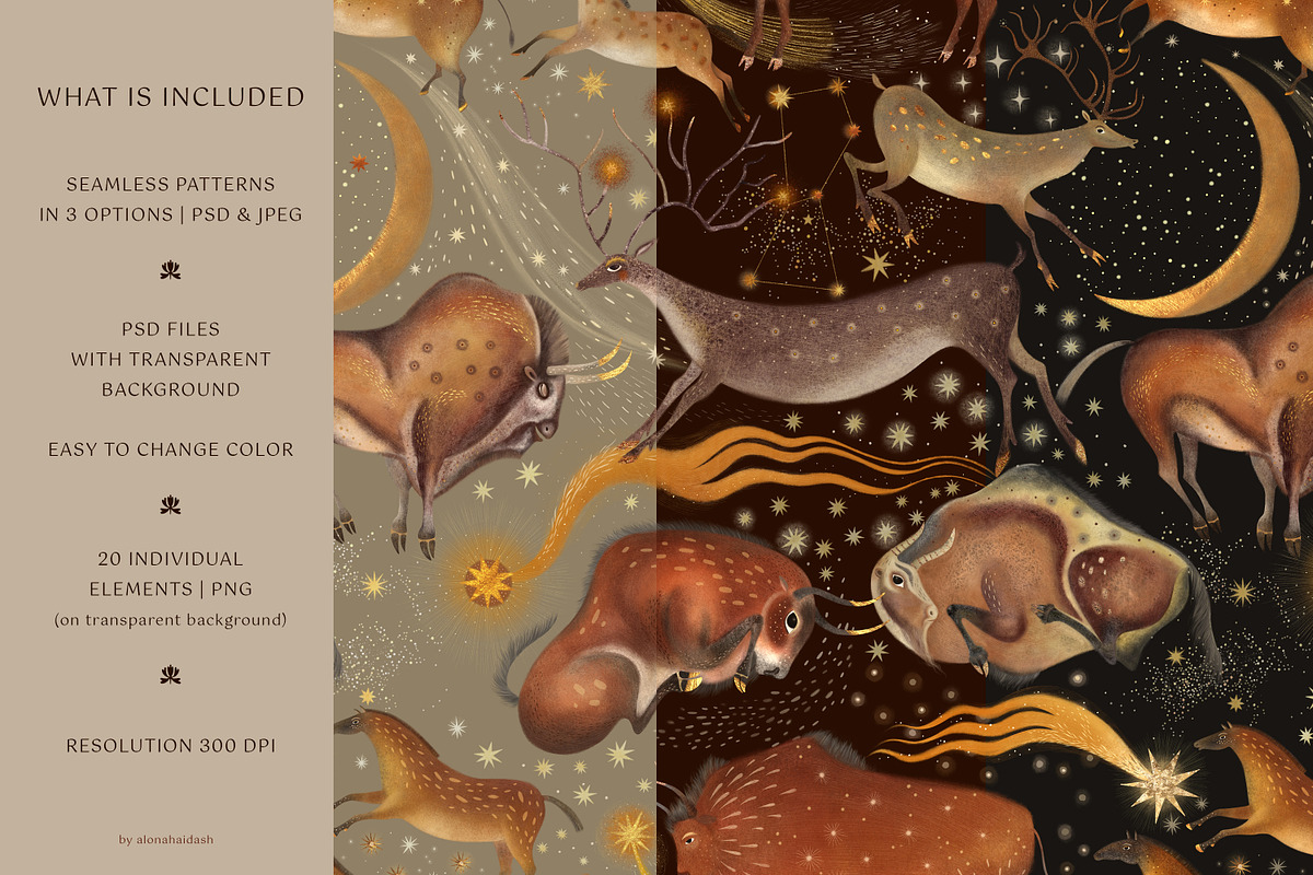 Cave paintings | Patterns & elements, a Pattern Graphic by alonahaidash