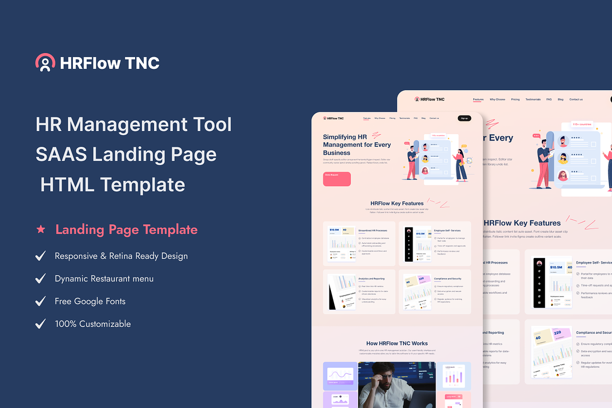 HRFlow - HR SaaS Website Template, a HTML Template by TNCFlow (Photo 1 of 5)