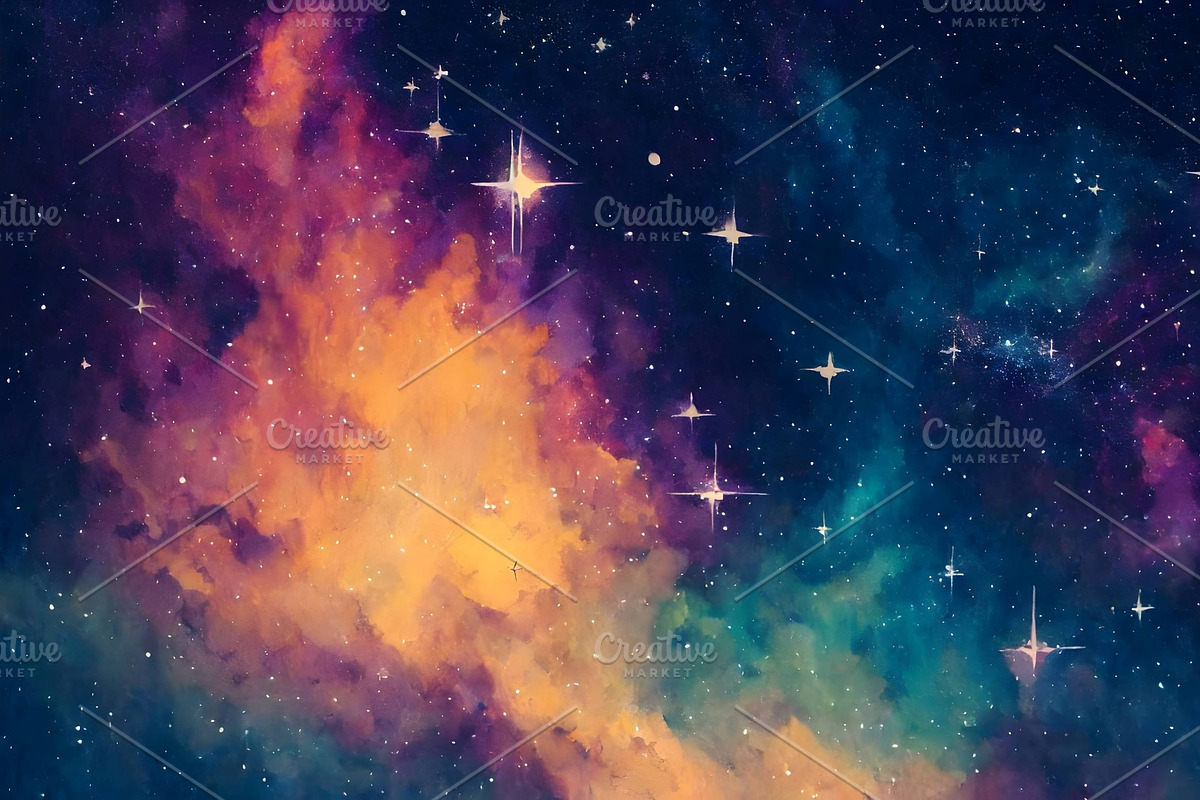 Watercolor glittering starry sky, a Background Graphic by Anamul Haque Anik (Photo 3 of 5)