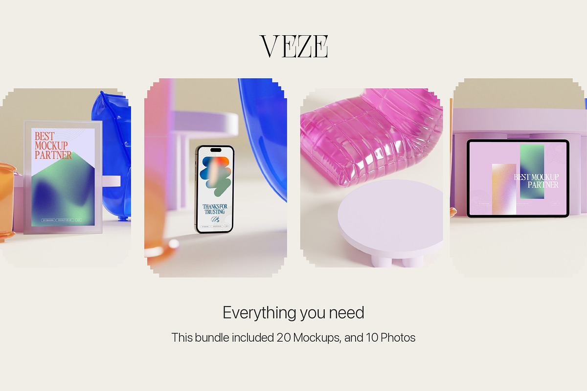 Veze - Y2K Mockup Bundle, a Device Mockup by Creavora (Photo 4 of 11)