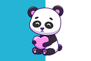 Cute Panda Holding Heart love, an Animal Illustration by Artstorystudio (Thumbnail 2 of 3)