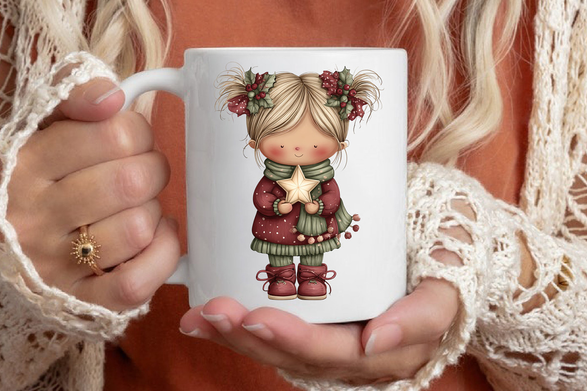 Quirky Christmas Cute Girl Clipart, an Illustration by designcity5 (Photo 5 of 5)