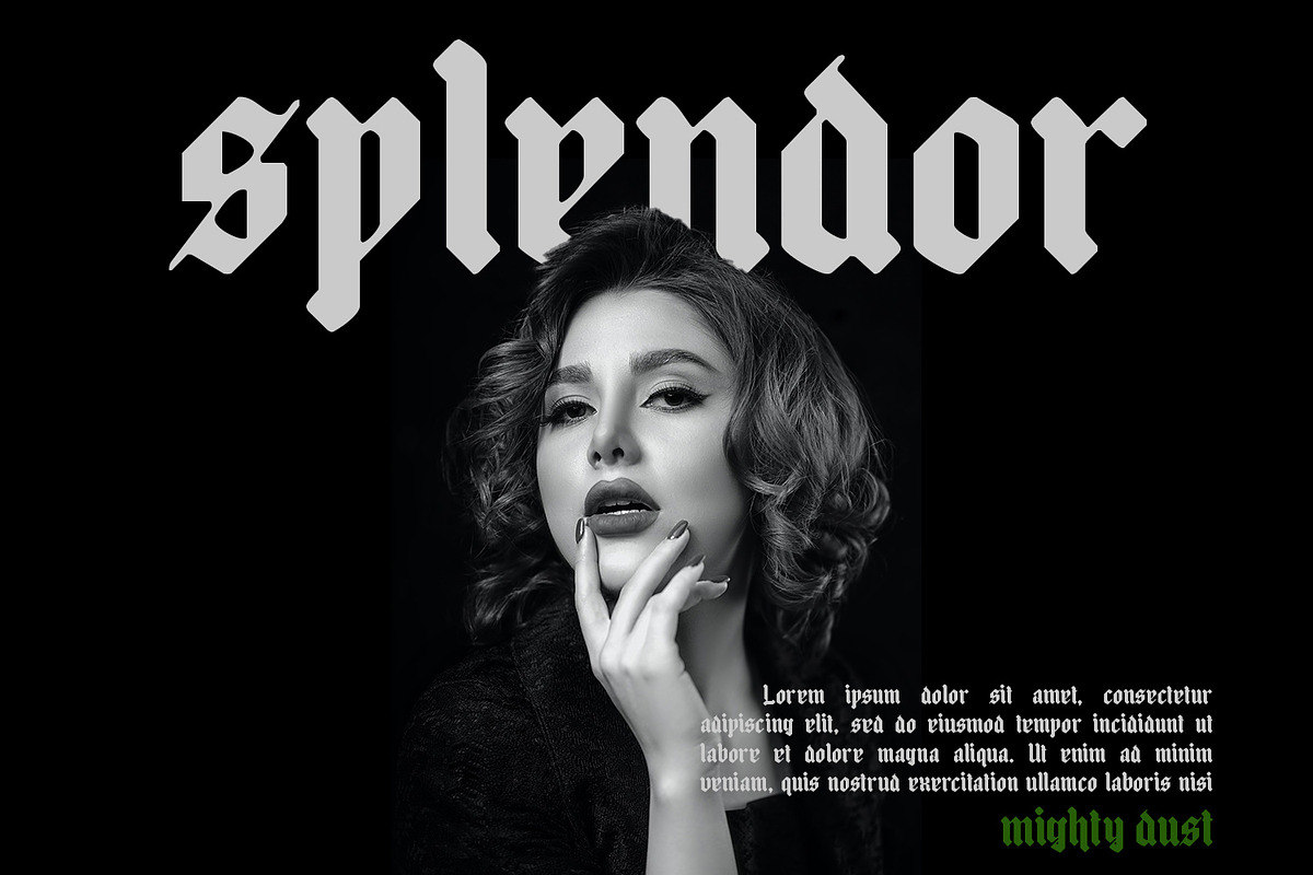 mighty dust - blackletter font, a Blackletter Font by madeDeduk (Photo 2 of 6)