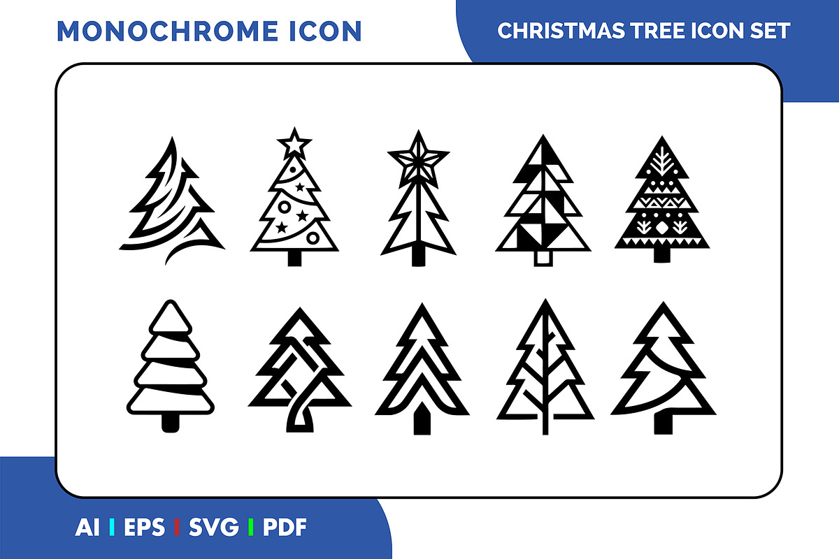 Minimal Christmas Tree Set Vector, an Outline Icon by Fontmine Studio (Photo 1 of 3)