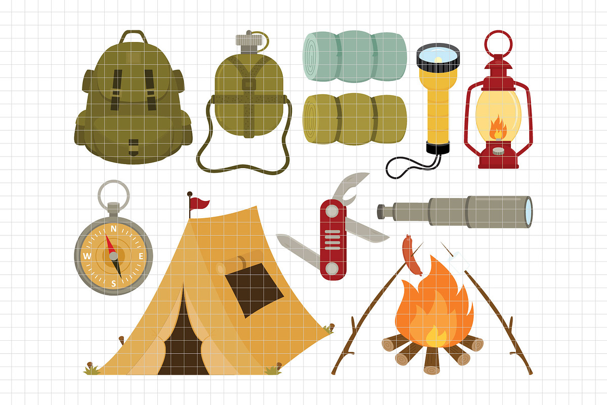Camping Clipart (DC68), a Decorative Illustration by Printablestore